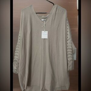 NEW🔥Siani Milano Beautifully Beige Top with Sleeve Detail Size 3X